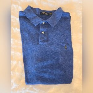 Ralph Lauren Blue Heather Polo Shirt with Embroidered Pony